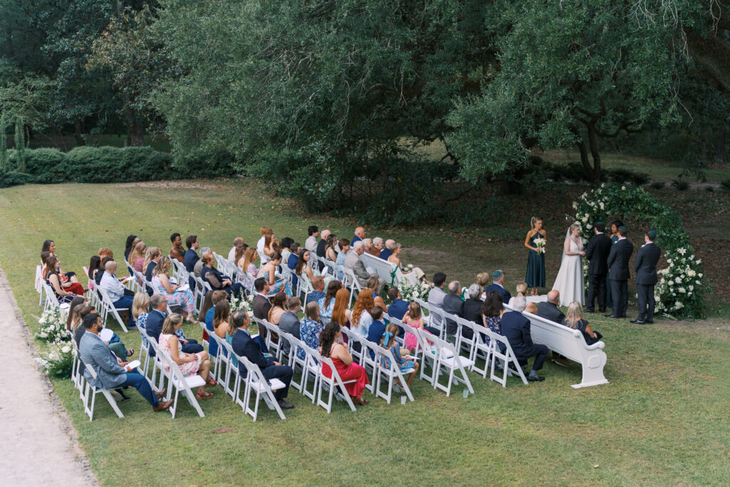 overhead view of a wedding ceremony at Wavering Place in Columbia, South Carolina